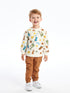 LC Waikiki Crew Neck Long Sleeve Printed Baby Boy Sweatshirt and Trousers 2-Pack Set